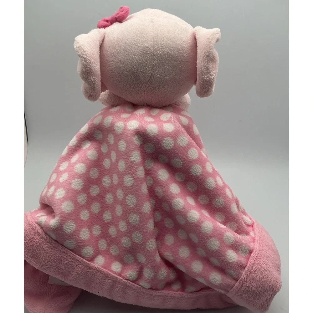 Carter's Pink Plush Elephant Lovey White Polka Dot Infant Security Blanket 13x13